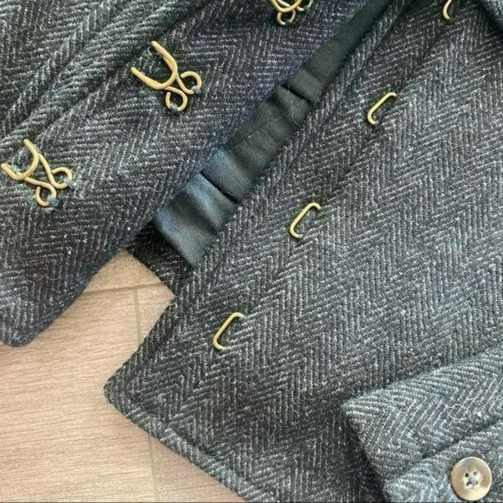 Free People Herringbone Grey Wool Blazer Jacket - Picture 6 of 8